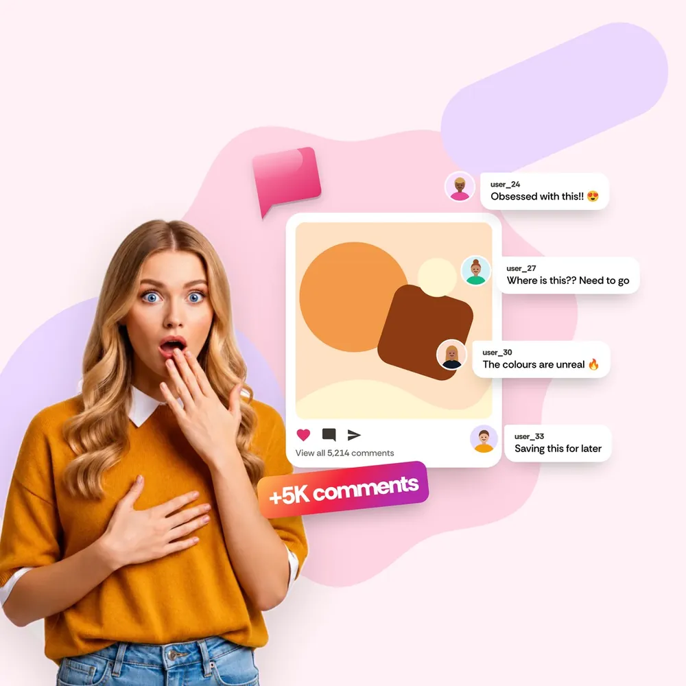 Instagram-Kommentare kaufen – Grafik zum Paket mit echten, individuellen Instagram-Kommentaren