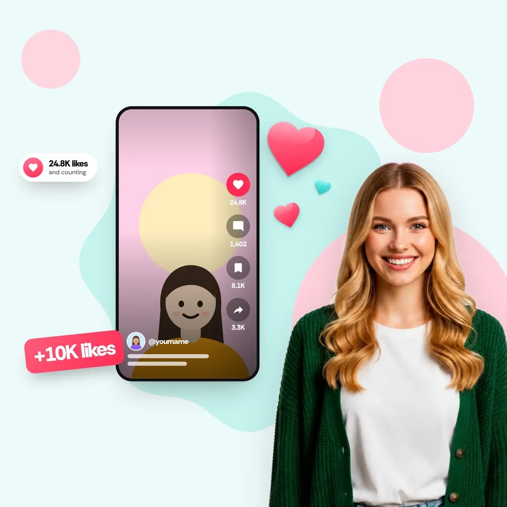 Afbeelding van een TikTok-likespakket met 10k echte TikTok-likes