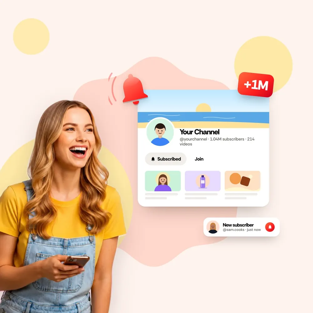 YouTube-Abonnenten kaufen – Grafik zu echten, dauerhaften Abonnenten